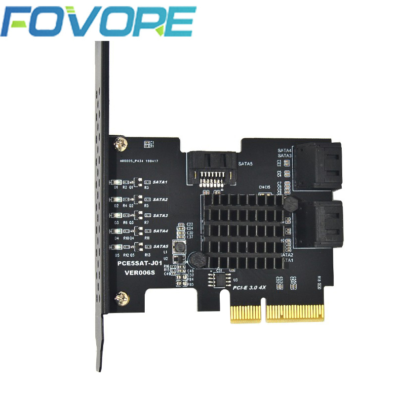 アドオンカード PCI-E SATAカード PCIE SATAコントローラー PCI Express 3.0 Gen3 X4 SuperSpeed 非RAID PCIE - SATA 3.0カード 5ポート SATA3