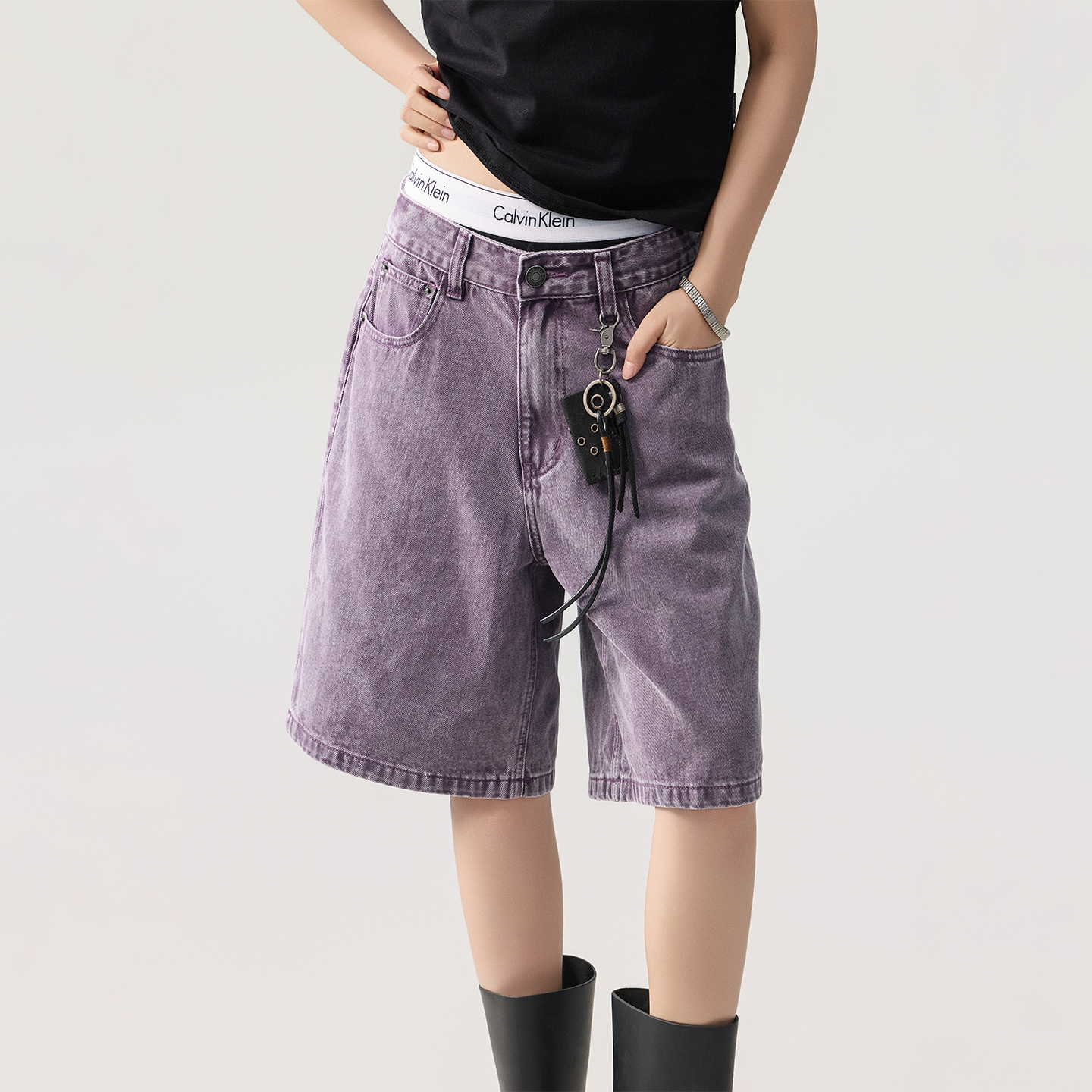 夏のデニムショーツだぶだぶのジーンズ Jorts 男性ストリートファッションヴィンテージカジュアルルーズワイドレッグジーンズショーツパンツズボン