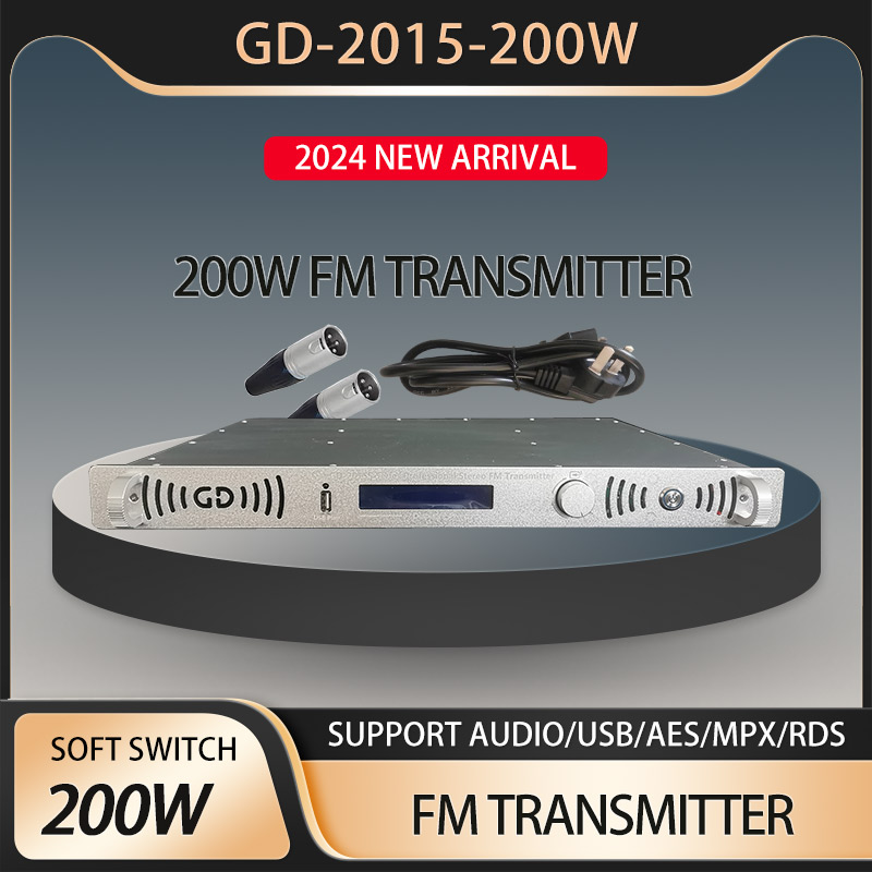 GD-2015-200W 200W FM トランスミッター FM ブロードキャストトランスミッター ラジオ局 MPX/RDS/USB 用