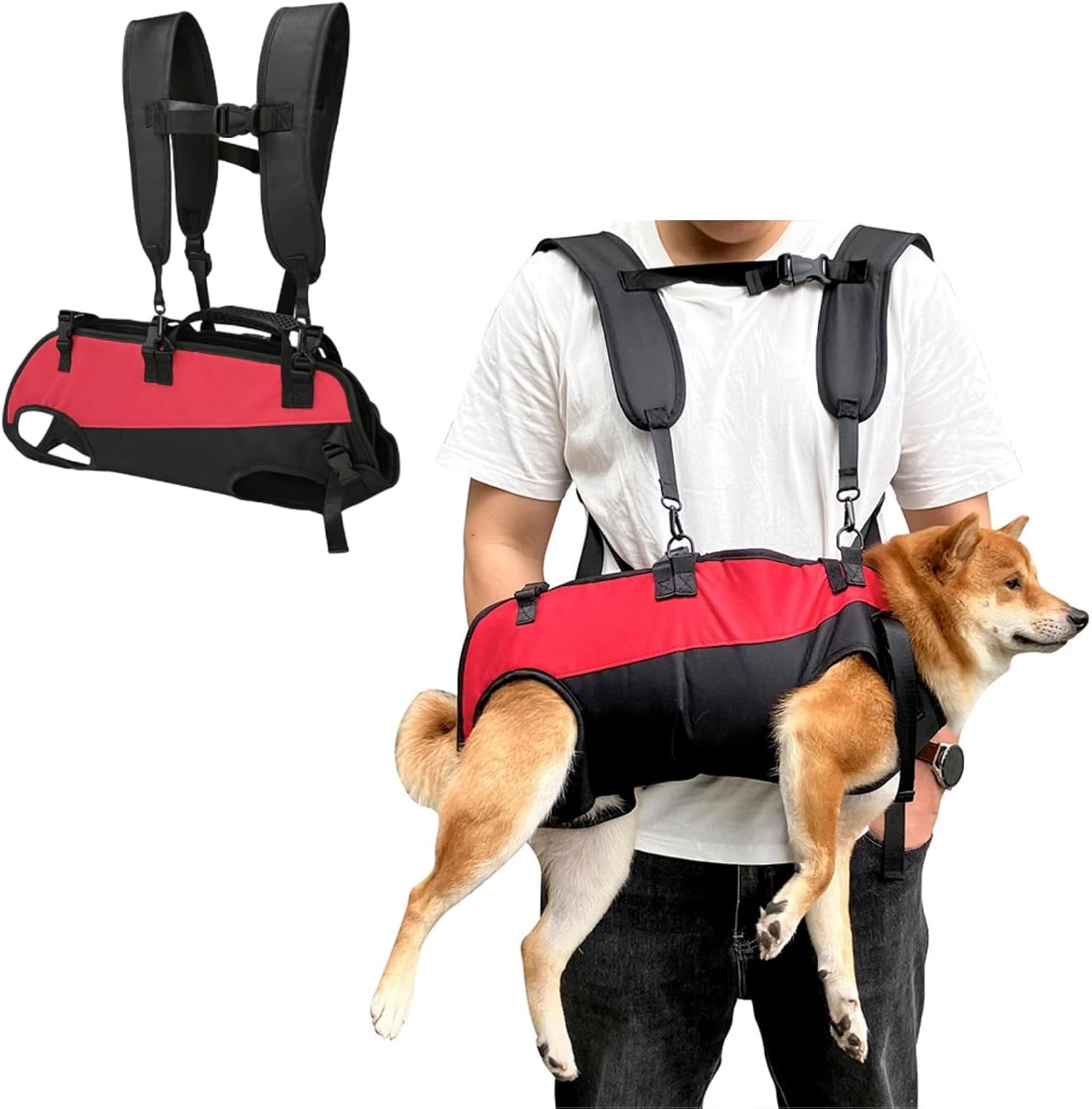 犬用バックパックキャリア バックパックを運ぶ犬用 緊急 高齢者 障害者 関節損傷 関節炎 シニア犬 階段車の上り下りに