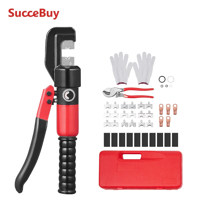SucceBuy AWG12-2/0 圧着工具銅とアルミニウム端子バッテリーラグ油圧クリンパ、ペンチ、手袋付き