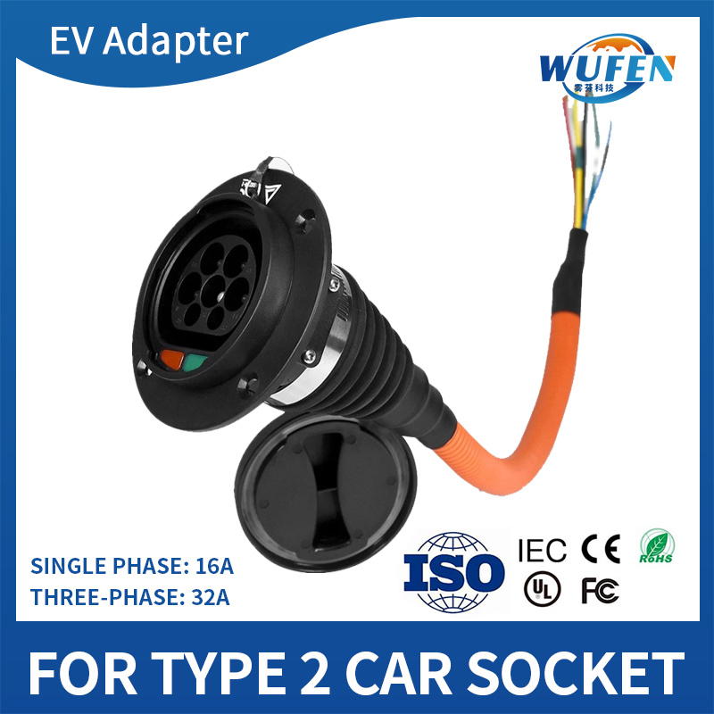 EVSE IEC62196 タイプ 2 EV Type2 ソケット 1P 3P 16A 32A 63A 80A 電気自動車充電ソケット 50 センチメートルコード電気自動車 4 人乗り