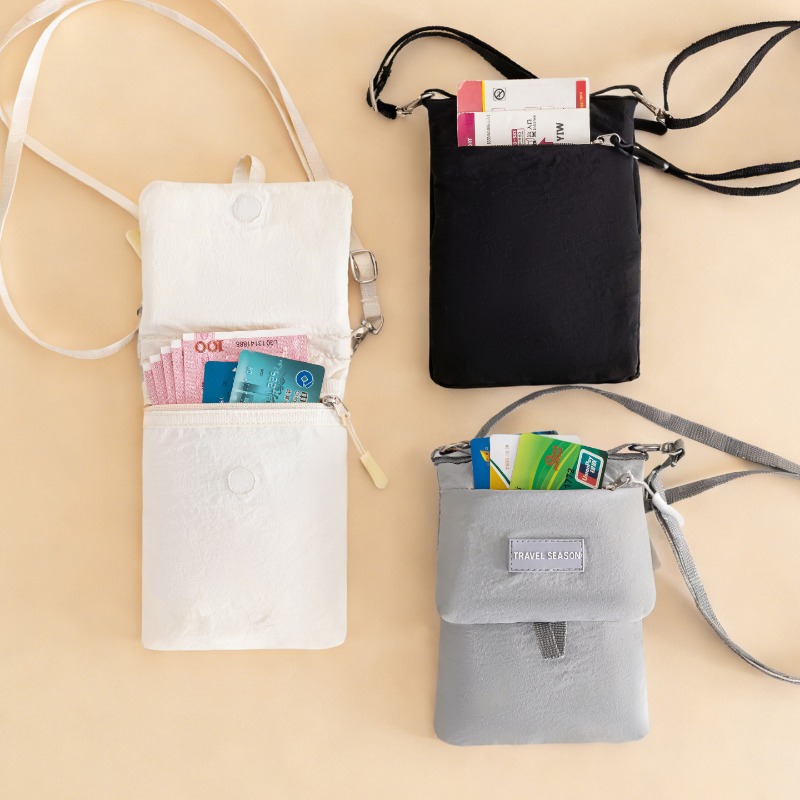 新しいタスロン多層フィットパスポートバッグ、旅行チケットバッグ、携帯電話バッグ、カードバッグ、軽量アウトドアクロスボディIDバッグ