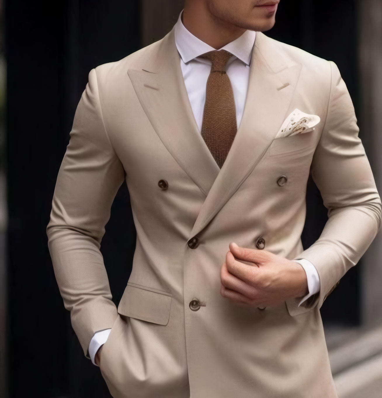 New Beige Business Suit Men Tuxedos Groom Groomsman Formal Prom Wedding Party 2 Piece Set Jacket And Pants