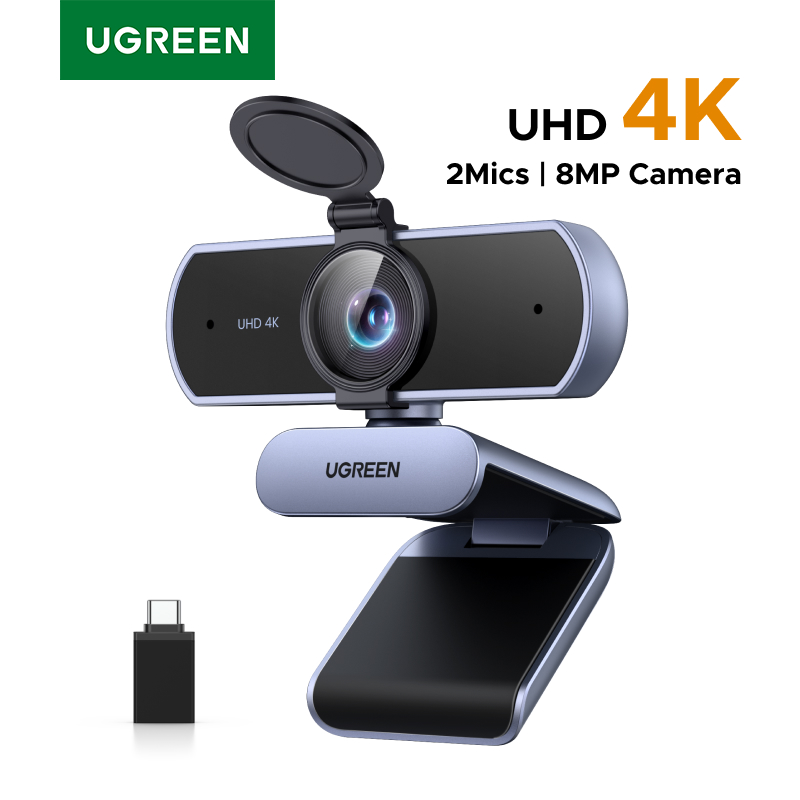 UGREEN 2K 4K マイク付き Web カメラ、フル HD 自動光補正、ストリーミング用ビデオ Web カメラ