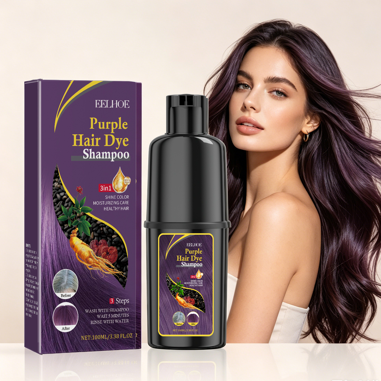 7colors Hair Dyeing Shampoo Deep Nourishing Natural Organic Herbal Fast White Hair Dyed Hair Roots Restoration Coloring Shampoo