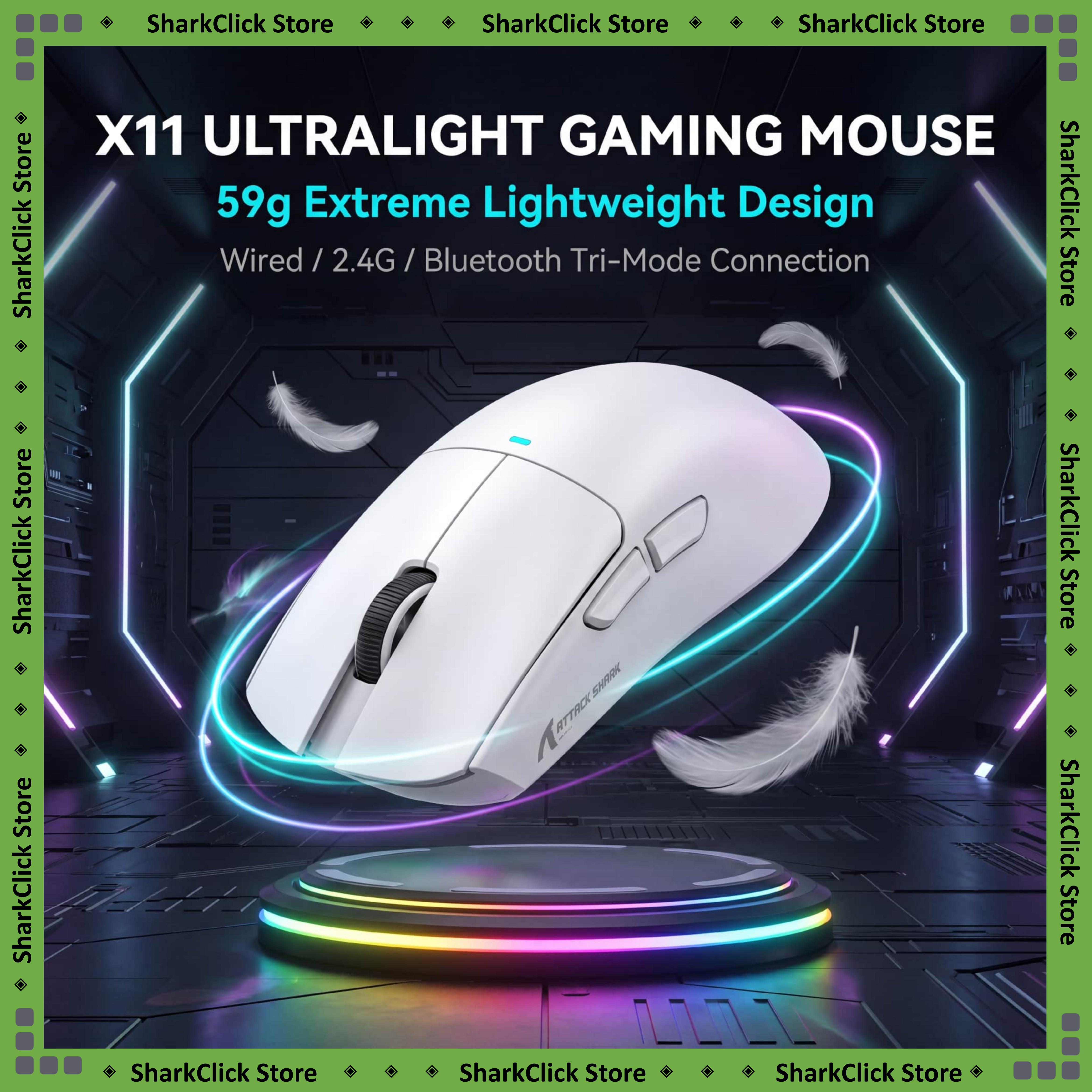 Attack Shark X11 ワイヤレスマウス、Bluetooth/2.4G/有線トライモードマウス、PAW3311 RGB 磁気充電ドックゲーミングマウス