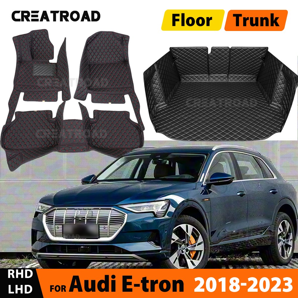 CREATROAD アウディ E-tron 2018-2023 2022 2021 2020 2019 カスタム車のフロアマットトランクマット自動車カーペットインテリアアクセサリー