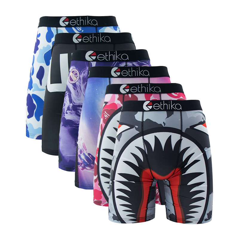 ETHIKA 6 個男性下着ボクサー通気性の男水泳パンツプラスサイズのプリントメンズパンティートランクスセクシーな男性のボクサーショーツ