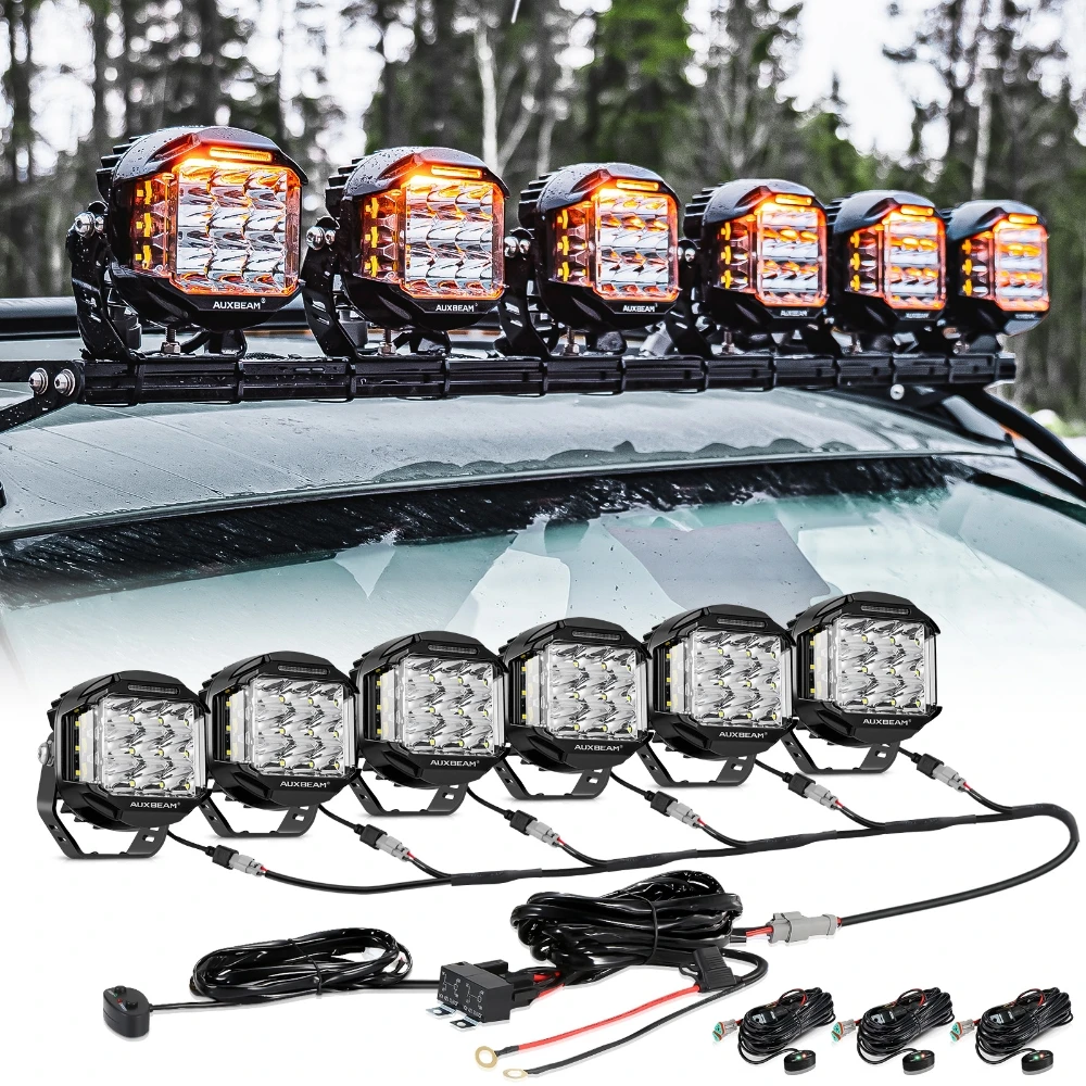AUXBEAM 4/6 個 V-MAX シリーズ 5 インチ LED ドライビングライトサイドシューター 168 ワット 16440LM 作業灯ホワイトスポットライトアンバー DRL コンボビーム