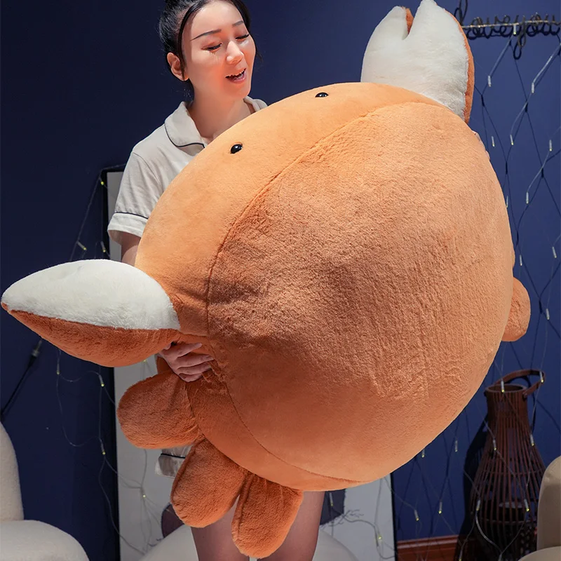 ホットクリエイティブぬいぐるみシミュレーションオレンジ大きなカニ人形帽子ソフト充填睡眠枕面白いアクティビティギフト男の子と女の子のため