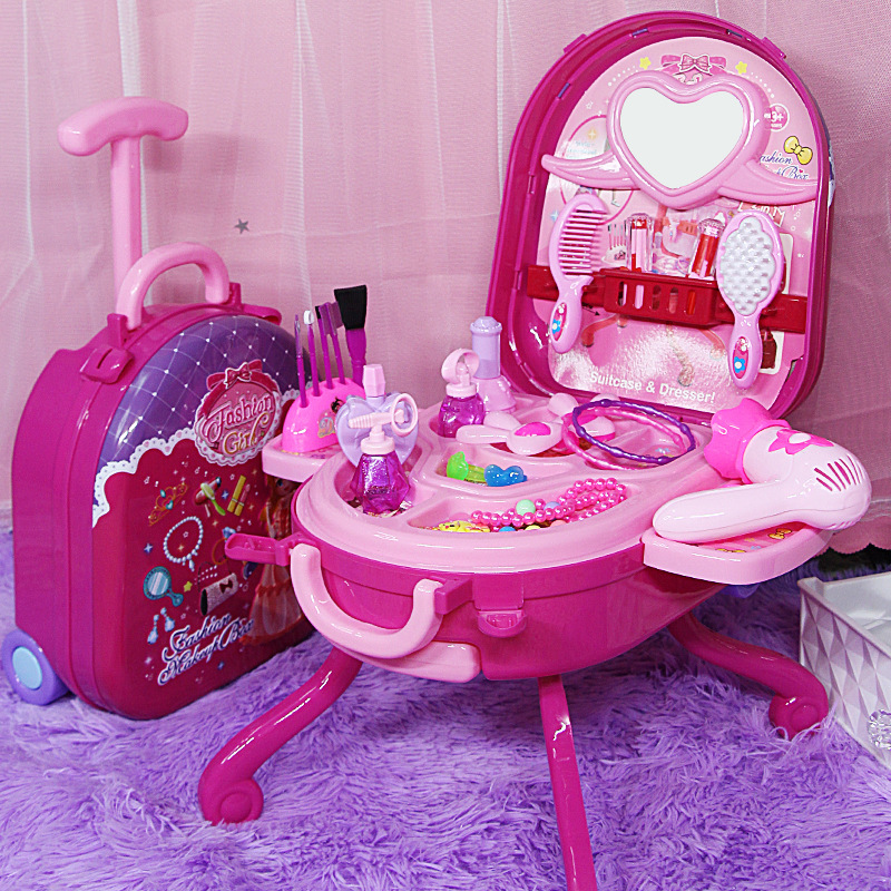 3 in 1 子供メイクアップおもちゃセット女の子化粧品コスプレプリンセスドレッサー口紅ふりおもちゃスーツケースおもちゃ誕生日ギフト