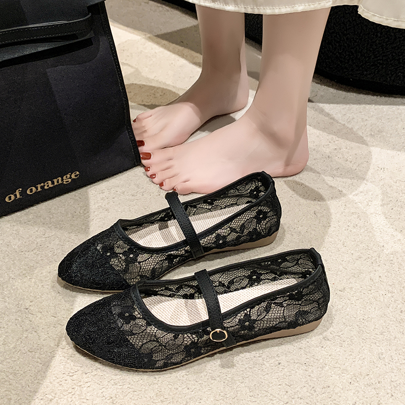 2024 新しい女性フラットシューズ夏バレエフラットファッション弓の女性の靴は甘い中空フラットシューズ女性 Zapatos デ Mujer