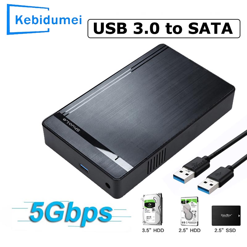 3.5 インチ HDD ケース SATA - USB 3.0 アダプタ 5Gbps 外付けハードドライブディスク高速エンクロージャ 2.5 インチ 3.5 インチ SSD HDD ケース PC 用
