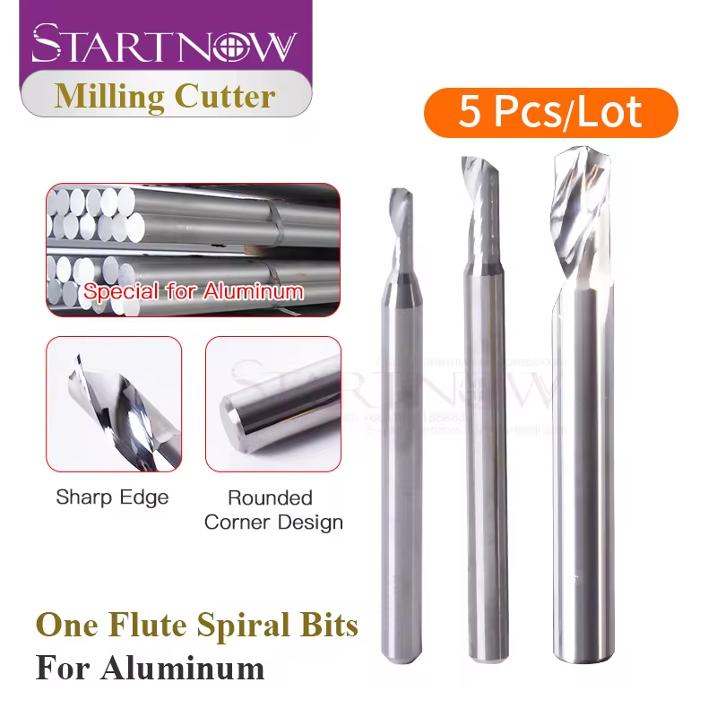 Startnow 5 ピース/ロットアルミ合金フライスカッター CNC ルーター彫刻ビット 3.175/4/6 ミリメートル SHK 1 フルートスパイラルエンドミル切削工具