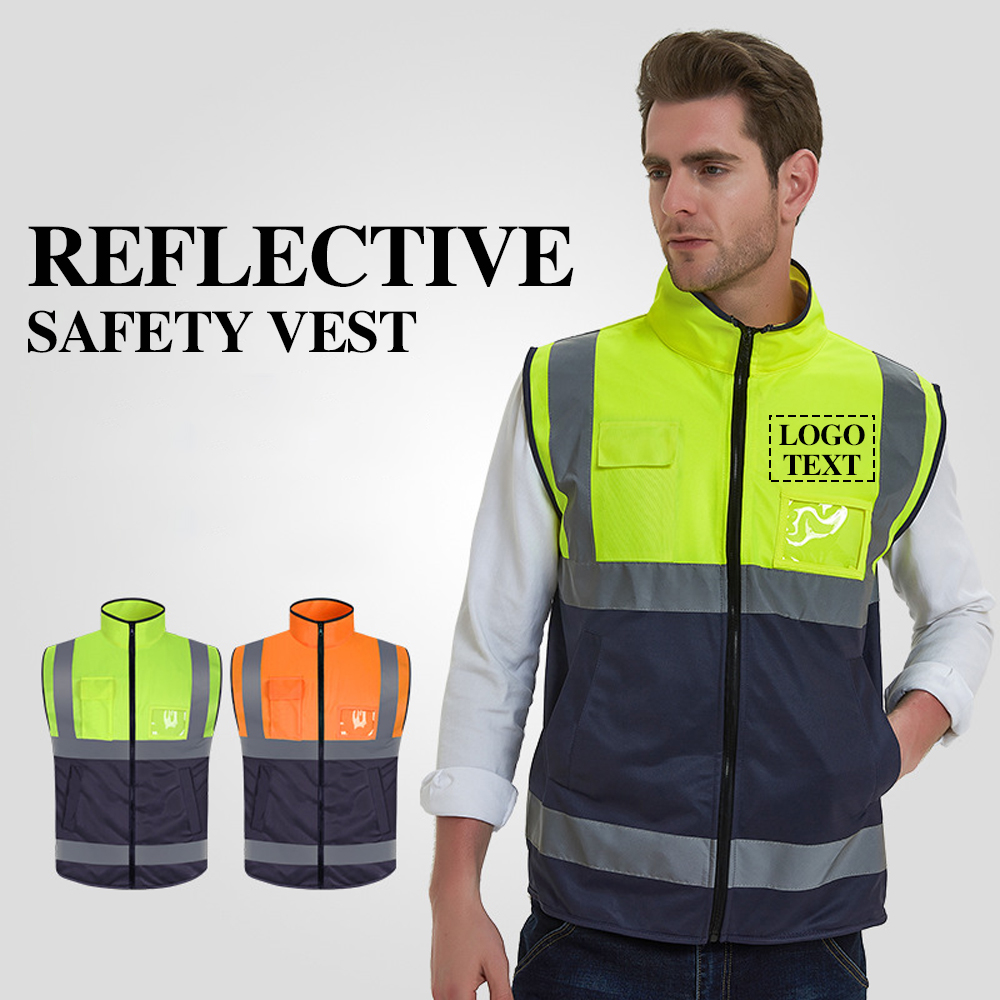 Hi Vis 作業服ベスト マルチポケット付き建設道路作業ベスト ツートン作業服