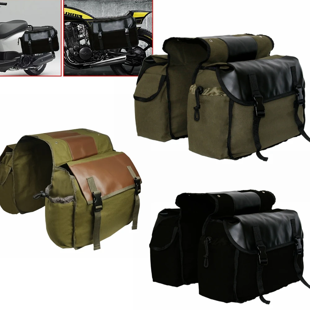 オートバイサドルバッグ荷物バッグ防水キャンバス Stroage バッグホンダシャドウ用スズキ dr 650