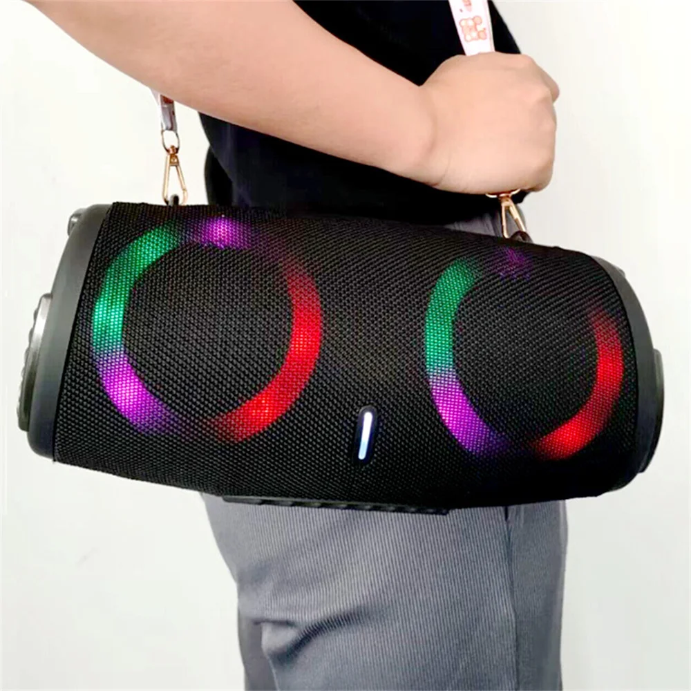 ポータブル防水 100 ワットハイパワー Bluetooth スピーカー RGB カラフルなライトワイヤレスサブウーファー 360 ステレオサラウンド TWS FM ブームボックス