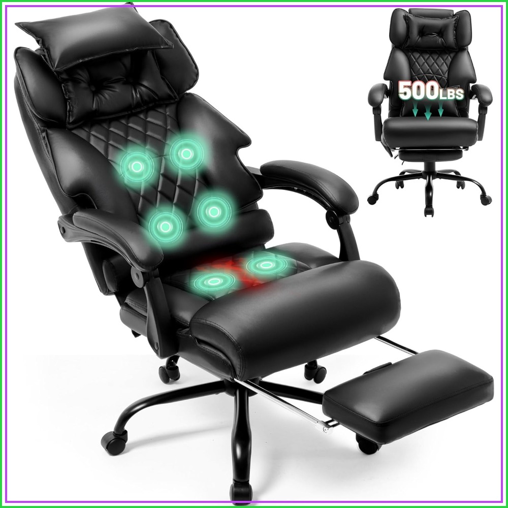 フットレスト付きマッサージオフィスチェア 6点振動