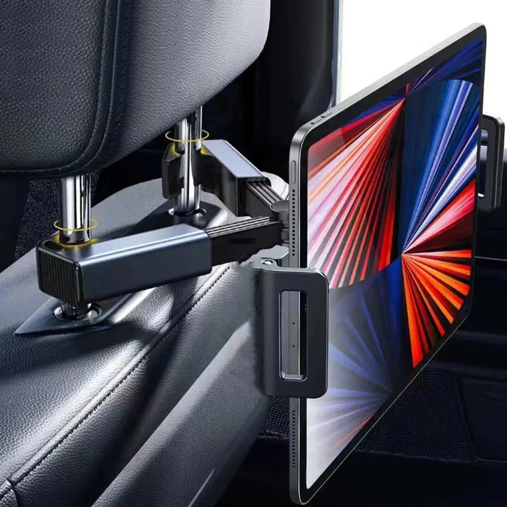 伸縮式自動車電話ホルダー 後列タブレットホルダー 手ブレ防止タブレットマウント ユニバーサル自動電話スタンド 4-12.9インチiPad用