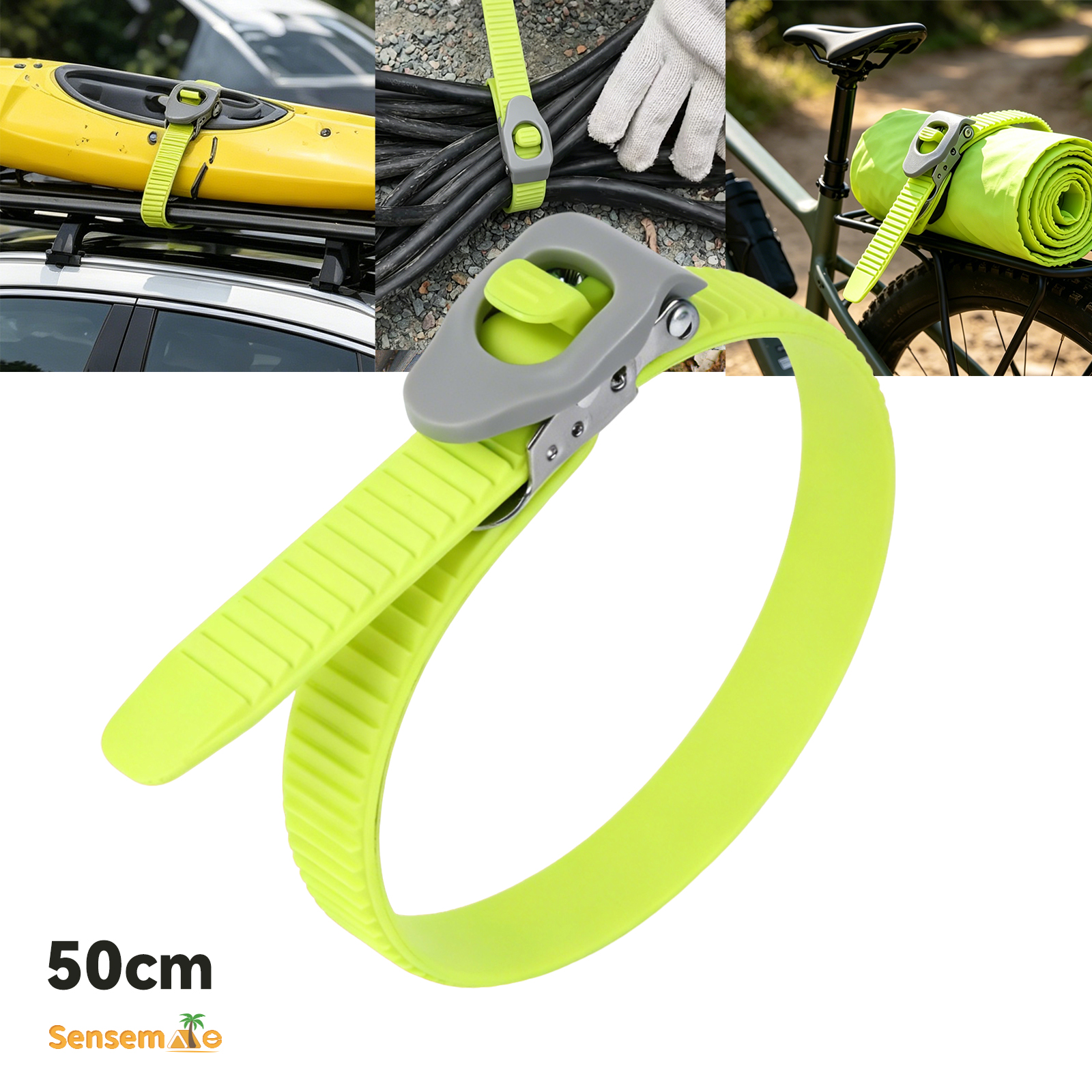 グリップロックストラップ 50cm 高耐久 調節可能なラダーストラップ クイックリリースバックル付き 再利用可能なカーゴバインディング タイダウン固定