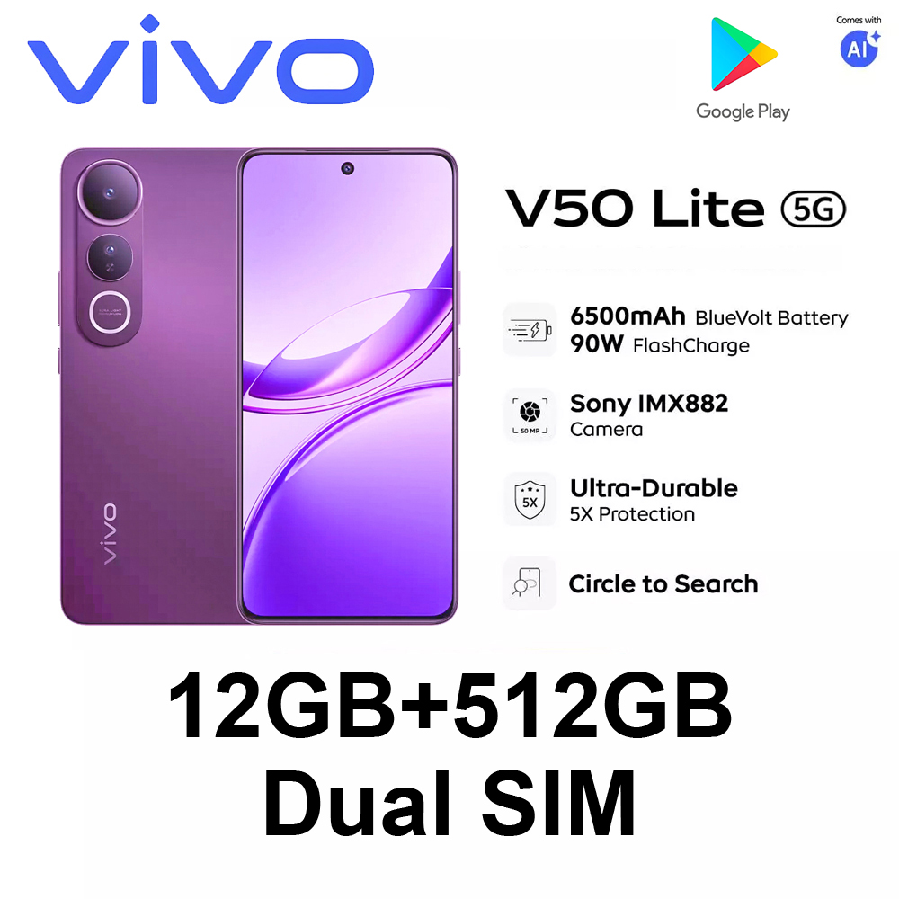 NEW VIVO V50 Lite 5G スマートフォン グローバル バージョン | 6500mAh 巨大バッテリー 90W 急速充電 | 50MP ソニーカメラ | IP65防水