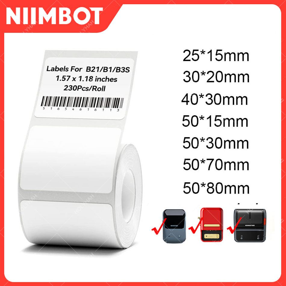 Niimbot B21/B1/B3S 感熱ラベルステッカー紙印刷可能白 20-50 ミリメートル幅衣類タグ商品価格食品自己粘着