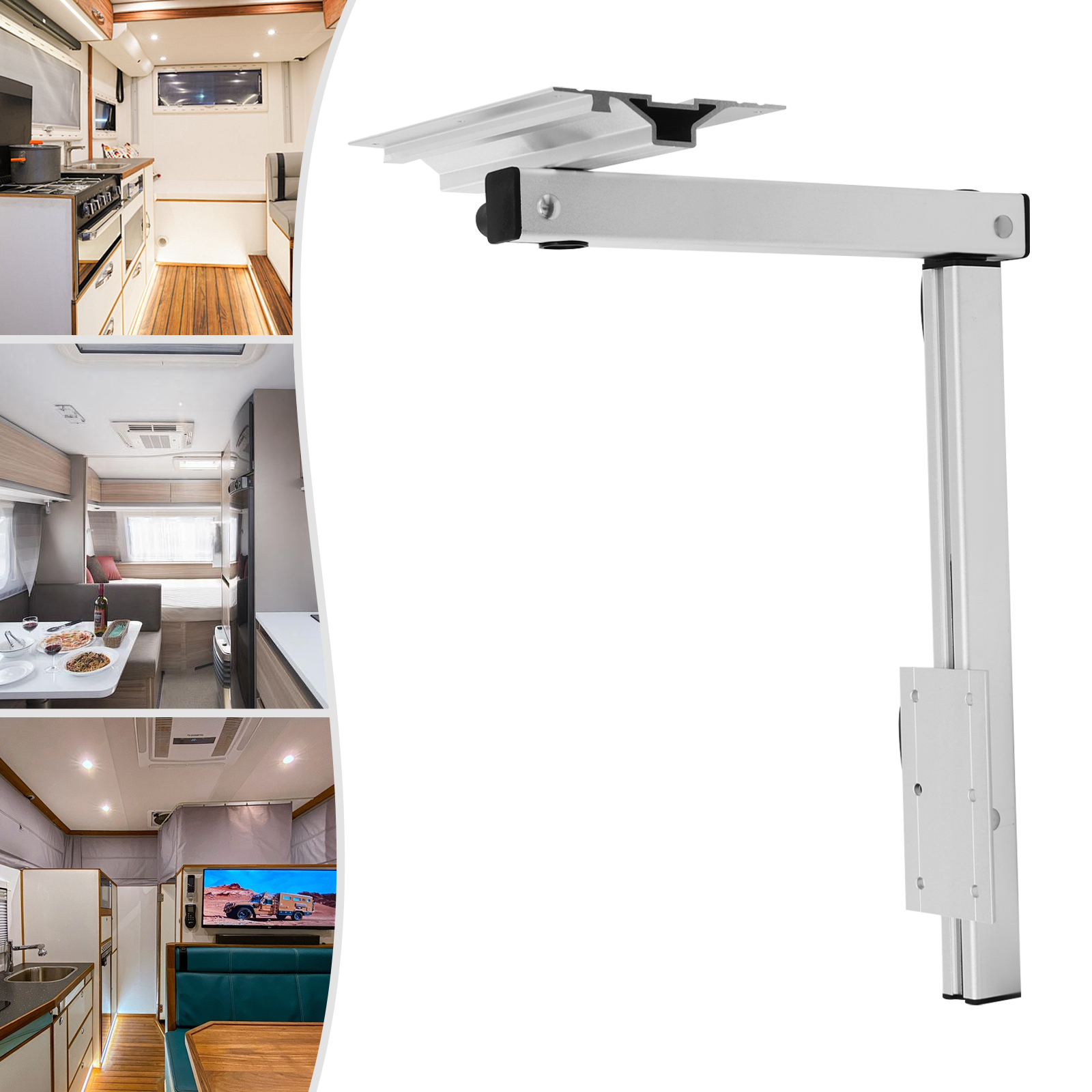 RV 伸縮式テーブル脚 シルバー 高耐久 360° テーブル脚 ヨット アルミニウム合金 取り外し可能なテーブル脚 卓上キャリアボード付き