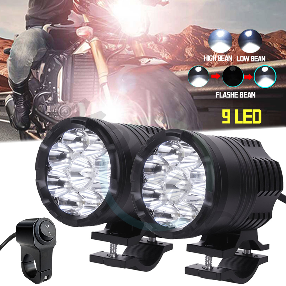 追加ライトオートバイヘッドライトハイ/ロー/ストロボ長距離追加バイク LED スポットライトモト補助フォグランプランプ