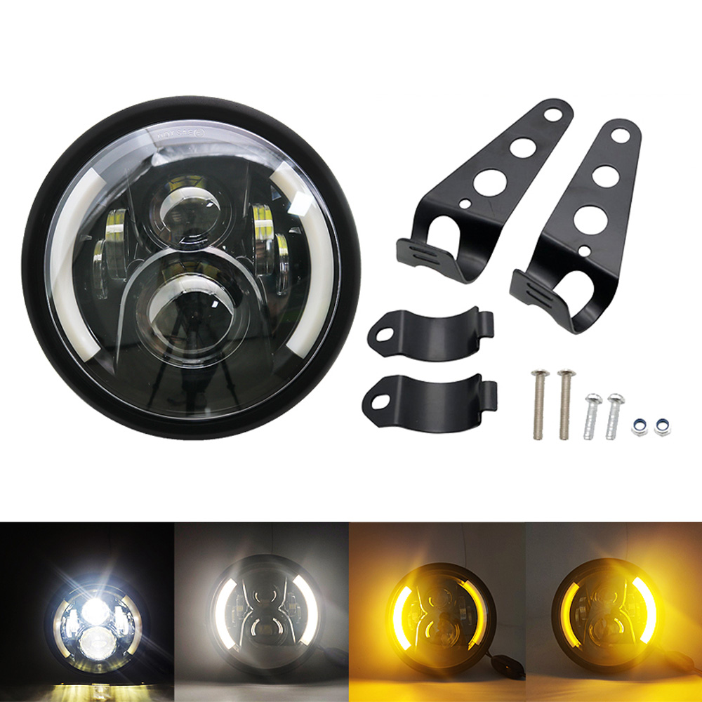 ユニバーサル 7 "LED オートバイヘッドライト DRL ヘッドランプホンダヤマハスズキ勝利カワサキ 7.5 インチランプハウジングアクセサリー