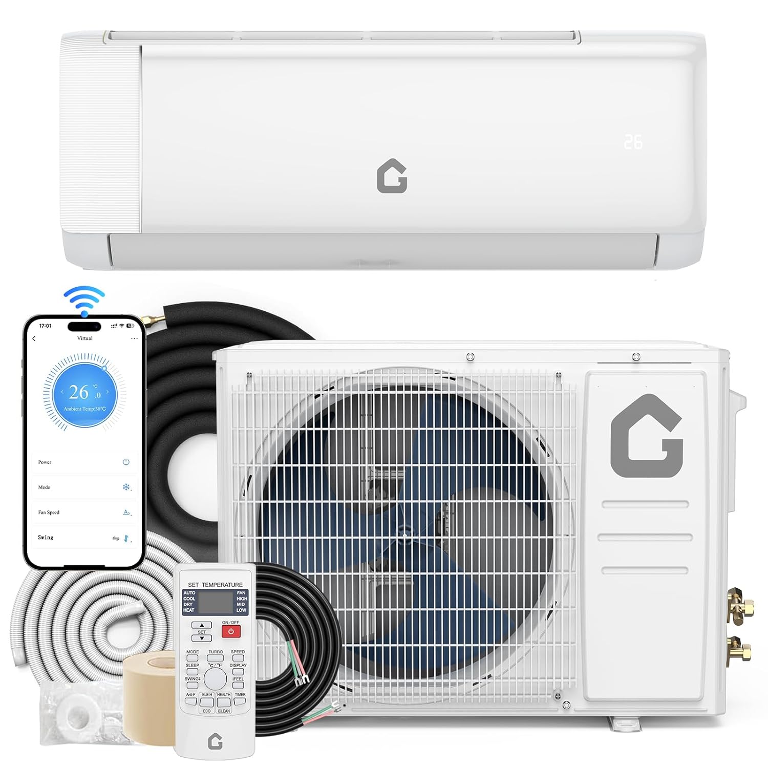 エアコン、SEER-19 24000 BTU 230V ミニスプリットエアコン
