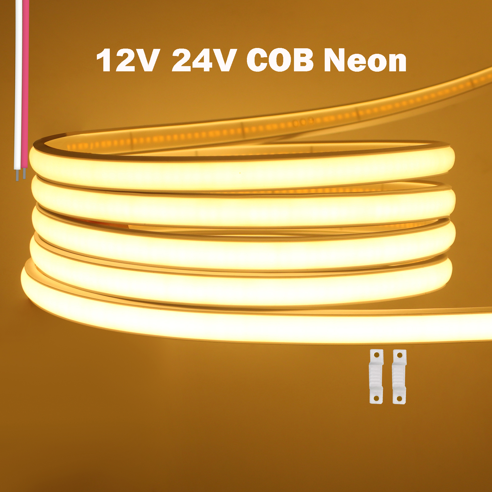防水 COB ネオン Led ストリップライト 12V 24V 320LEDs/m リニア照明 IP67 柔軟なリボン RA90 高密度家庭菜園装飾