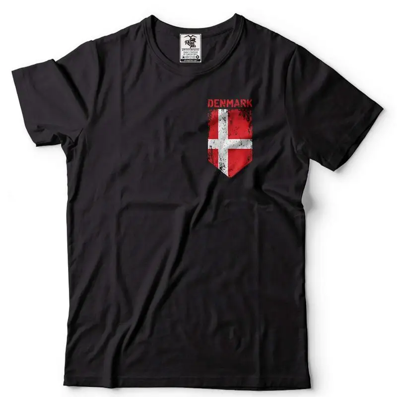 メンズデンマークポケットフラグシャツデンマーク国旗 Tシャツデンマーク愛国的な Gif T シャツ