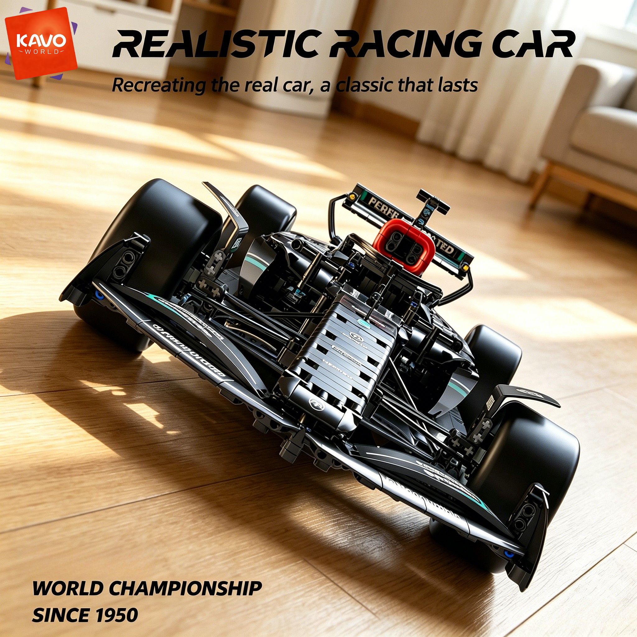 KAVOWORLD 1724個 1:8スケール シティ高速スポーツカービルディングブロック 空気力学ボディ 光沢のあるホイール付き レーシングカー スポーツカー構築セット DIY組立玩具 STEM 知育玩具 誕生日 クリスマス