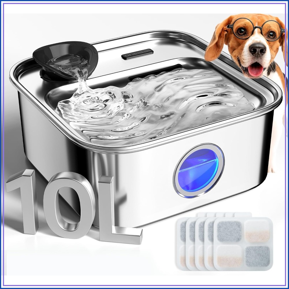 2.6ガロン/10L ステンレス鋼の犬用噴水、深い飲用エリア付き