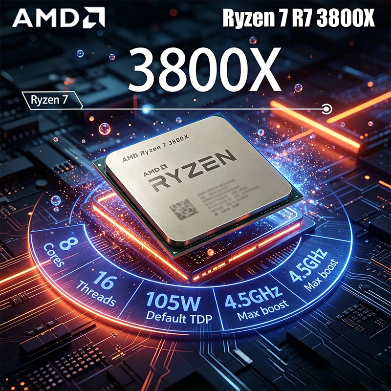 AMD Ryzen 7 3800X CPU R7 3800X 3.9GHz--4.5GHz 7NM L3 32M 100-000000025 105W 8 コア 16 スレッド CPU プロセッサ ソケット AM4