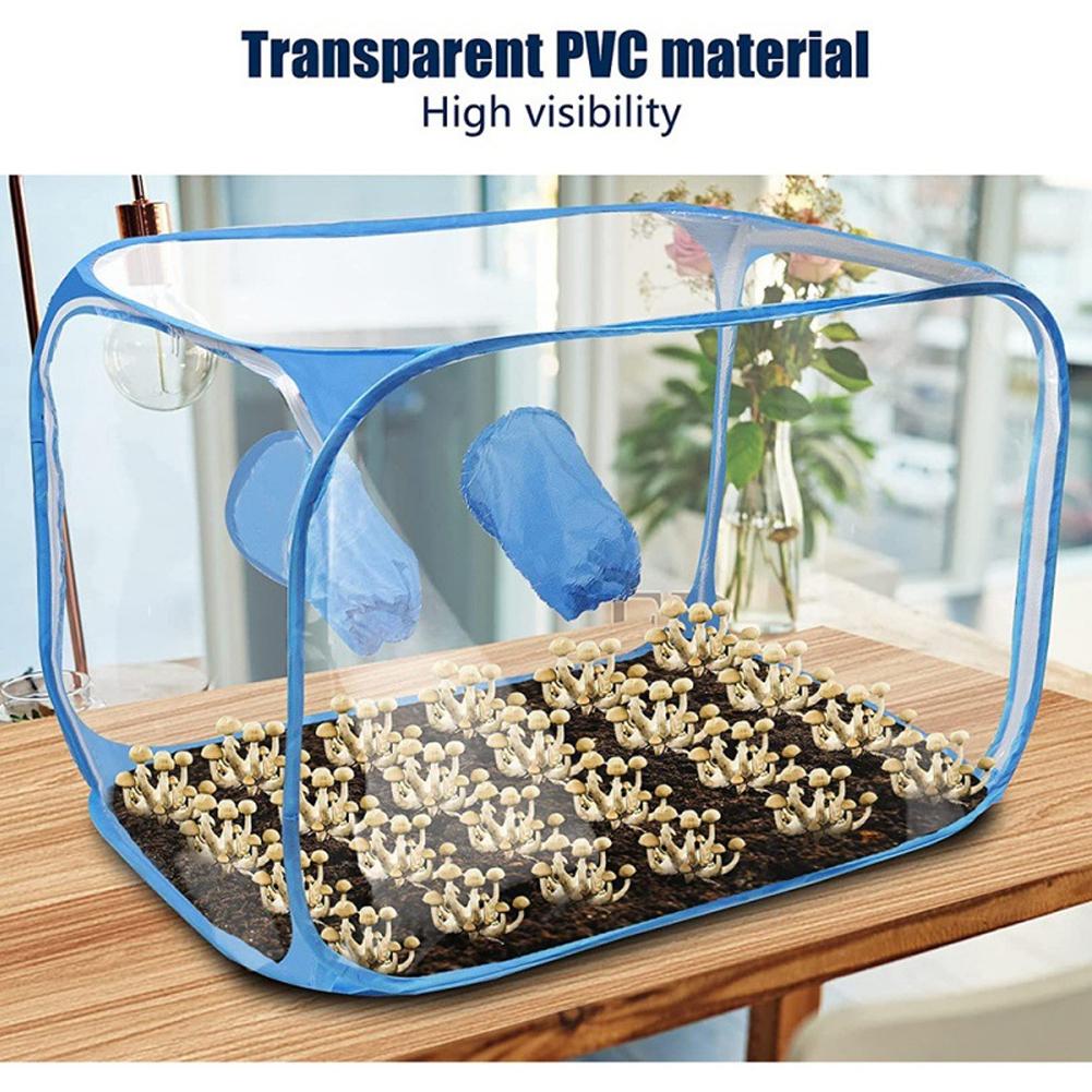 1PC キノコ成長静止エアボックスポータブルプラスチック菌学ヒュームフード繁殖ステーションキノコ成長キット成長容器