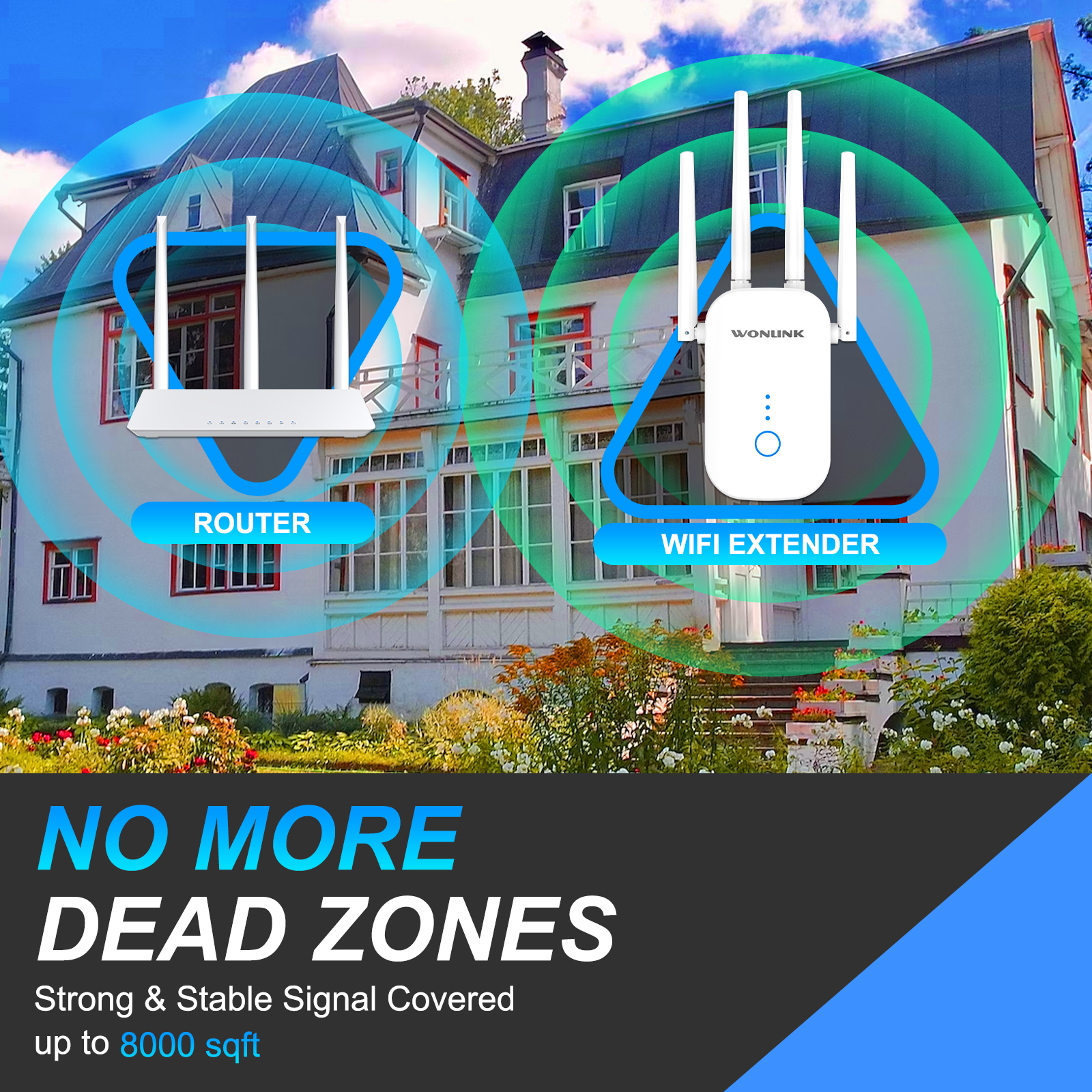 Wonlink 1200Mbps WiFi エクステンダー リピーター 2.4GHz