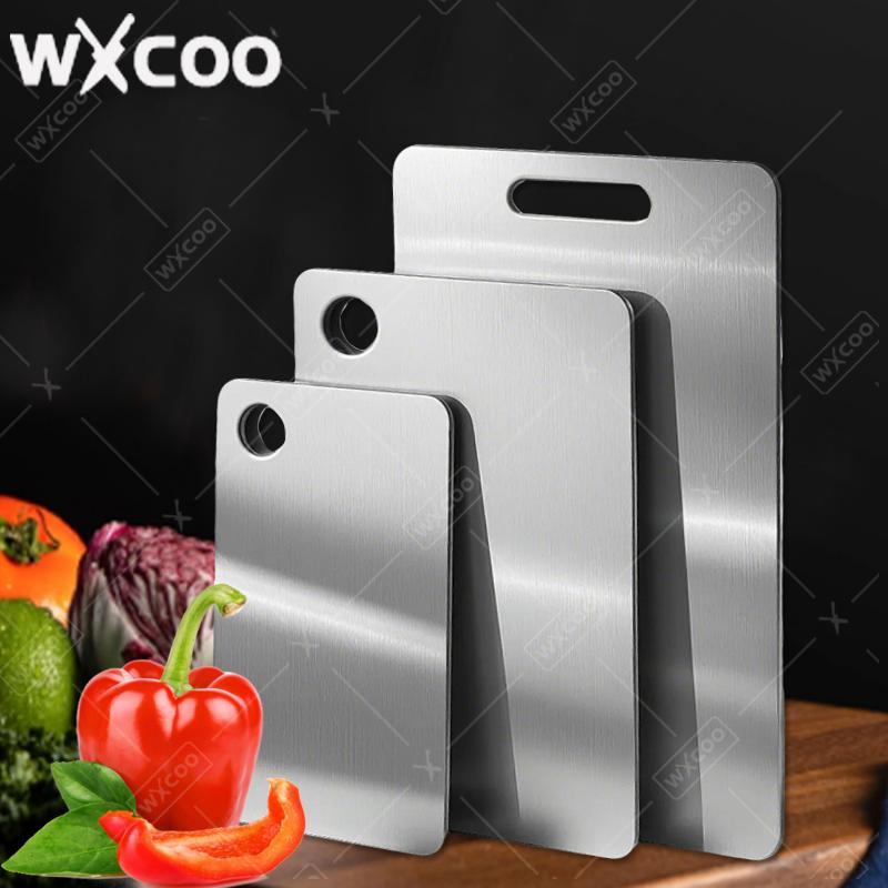 WXCOO キッチンまな板 食品グレードまな板 カット野菜果物肉用 厚みのあるステンレス鋼ボード
