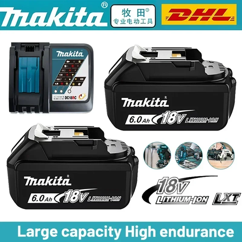 純正マキタ 18V 6.0Ah バッテリーと充電器セット、充電式バッテリーキット BL1830 BL1840 BL1850 BL1860B コードレス電動工具用