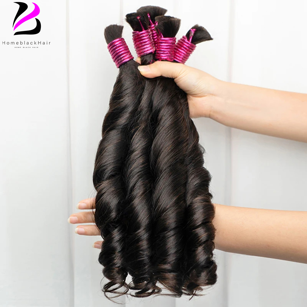 横糸なし 100% 人毛バルクエクステンション生ベトナム組織人毛バンドル編組エクステンション De Cabello Cheveux Cabelo