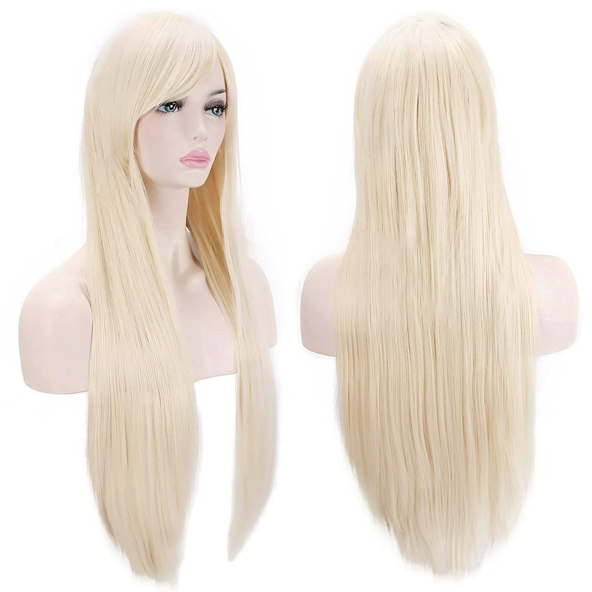 32 "80 センチメートルロングストレートアニメファッション女性のコスプレパーティーウィッグ耐熱人工毛ウィッグ衣装