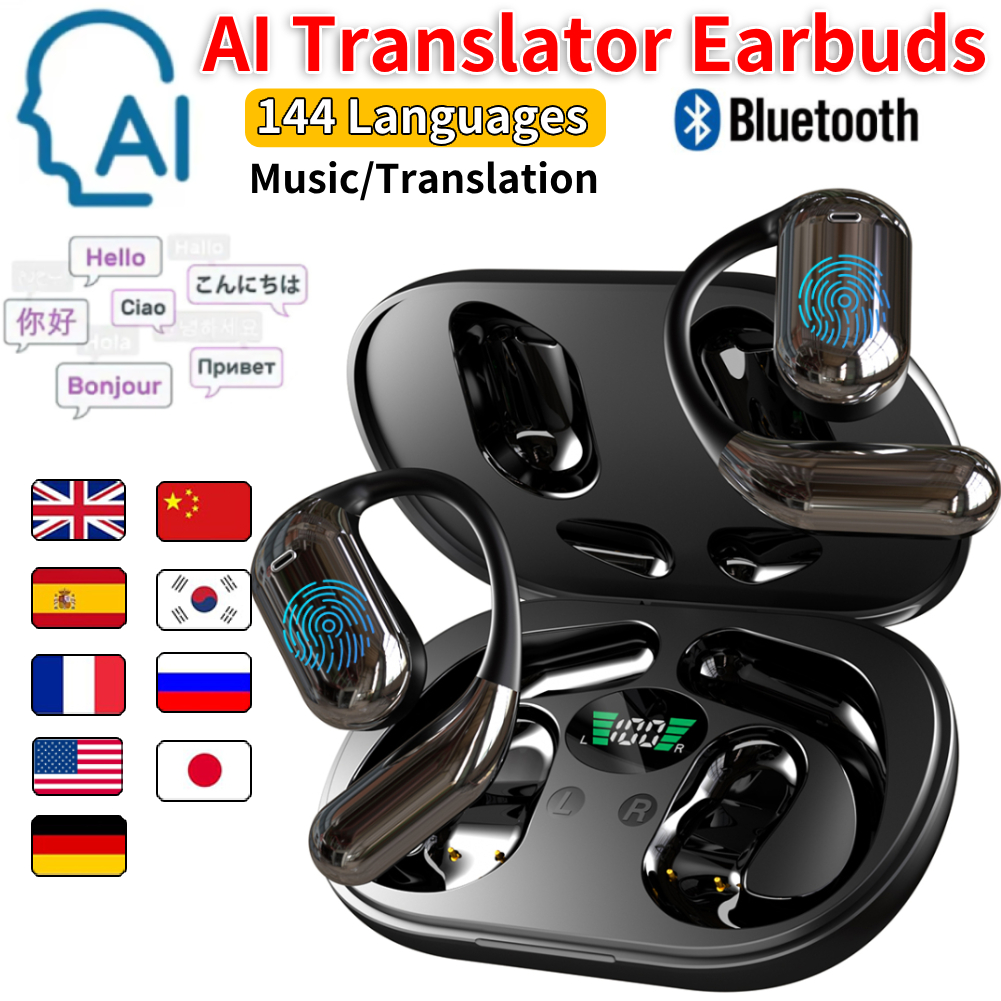 AI 翻訳イヤフォンリアルタイム翻訳ヘッドフォン 144 言語音声翻訳ワイヤレス Bluetooth イヤホン旅行用