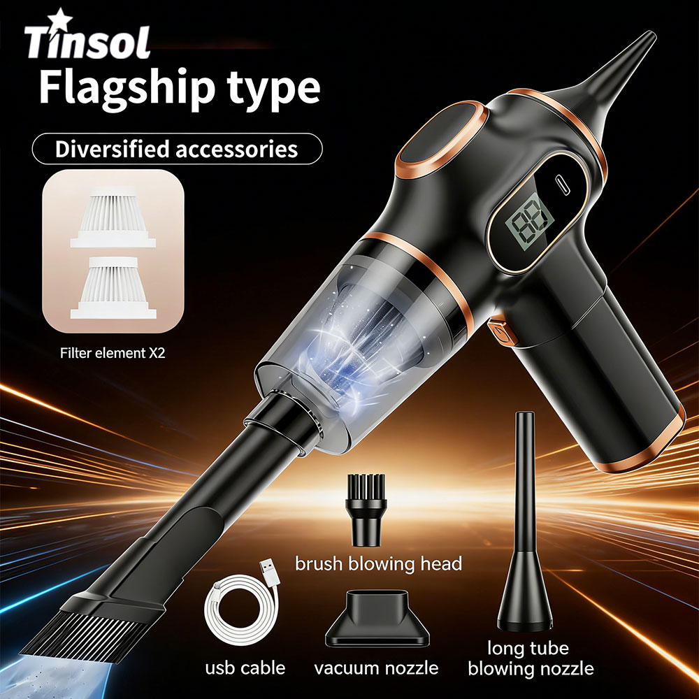 TINSOL ワイヤレス掃除機 家庭用と車用の両用 ハイパワー家電 表示画面付き カーペット ソファ 車用クリーナー