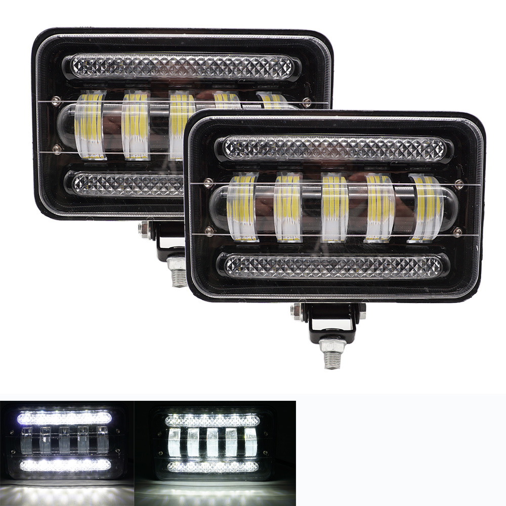 2 個/1pc レンズ正方形 Led ワークライトトレーラー 4WD SUV UTV トラック 4x4 オフロードトラクター 12V 24V 作業駆動ライトヘッドライト