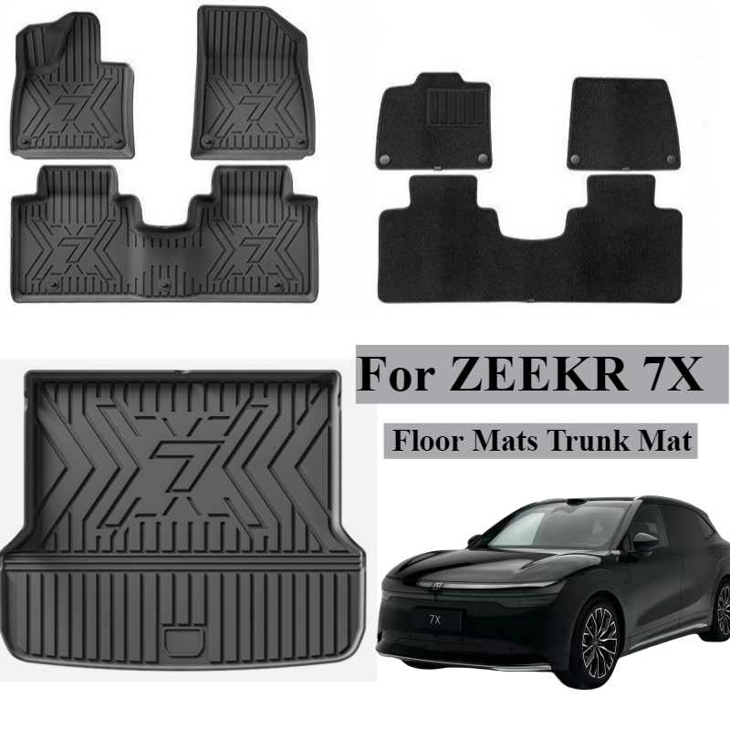 ZEEKR 7X フロアマットトランクマット全天候型フロントリアカーゴライナーマット、防水滑り止めフットパッドアクセサリー