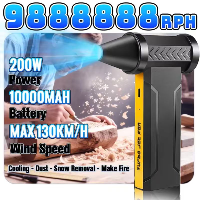9888888RPH 送風機ブラシレスモーター電動ターボジェットファン高速暴力ファン USB 充電式強力なダストブロワー 60 メートル/秒