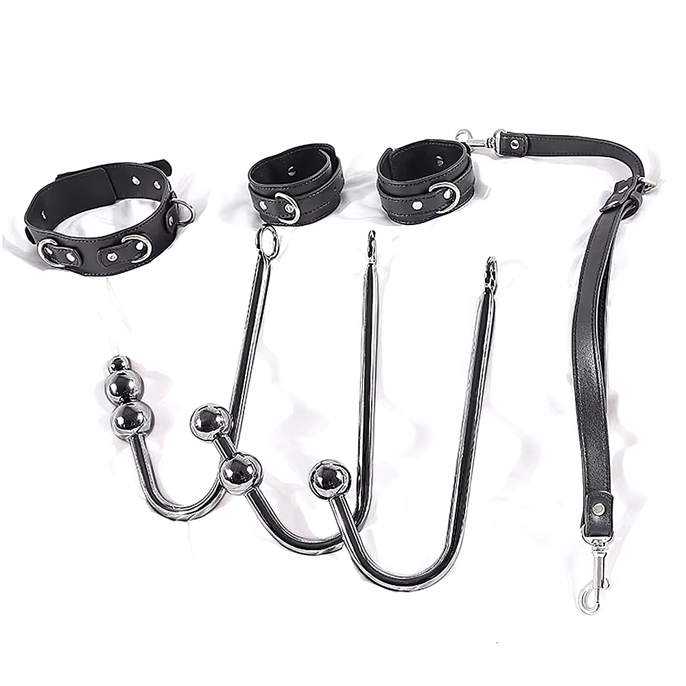 緊縛調節可能なアナルフックセット革の首輪手錠ストラップ緊縛取り外し可能な複数のプレイアクセサリー大人の大人のおもちゃ