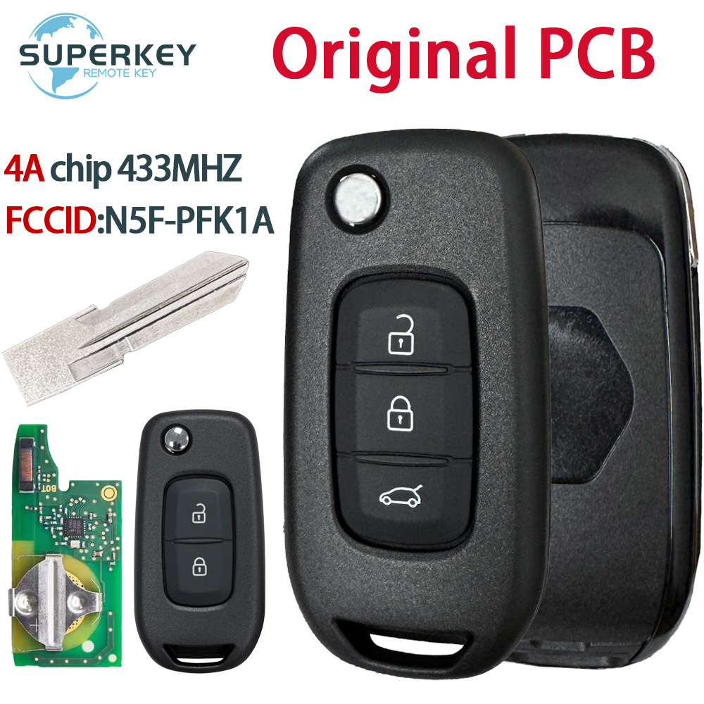 FCCID:N5F-PFK1A オリジナル PCB ルノーローガンダスターサンデロオロチ 433Mhz 4A チップリモートコントロール車のキー IC:3248A-RFK1A