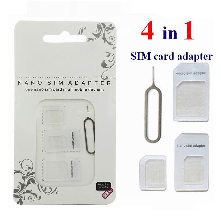 500 セット 4 1 でナノ SIM カードマイクロ SIM ナノマイクロミニ SIM アダプタ iphone サムスン SIM カードアダプタ